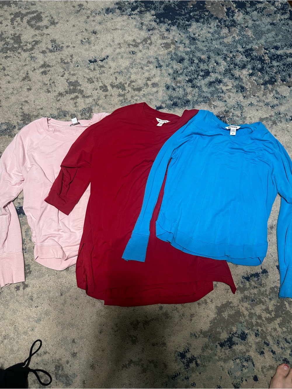 Athleta Long Sleeve Tops - Pink, Red, Blue (Set of 3)